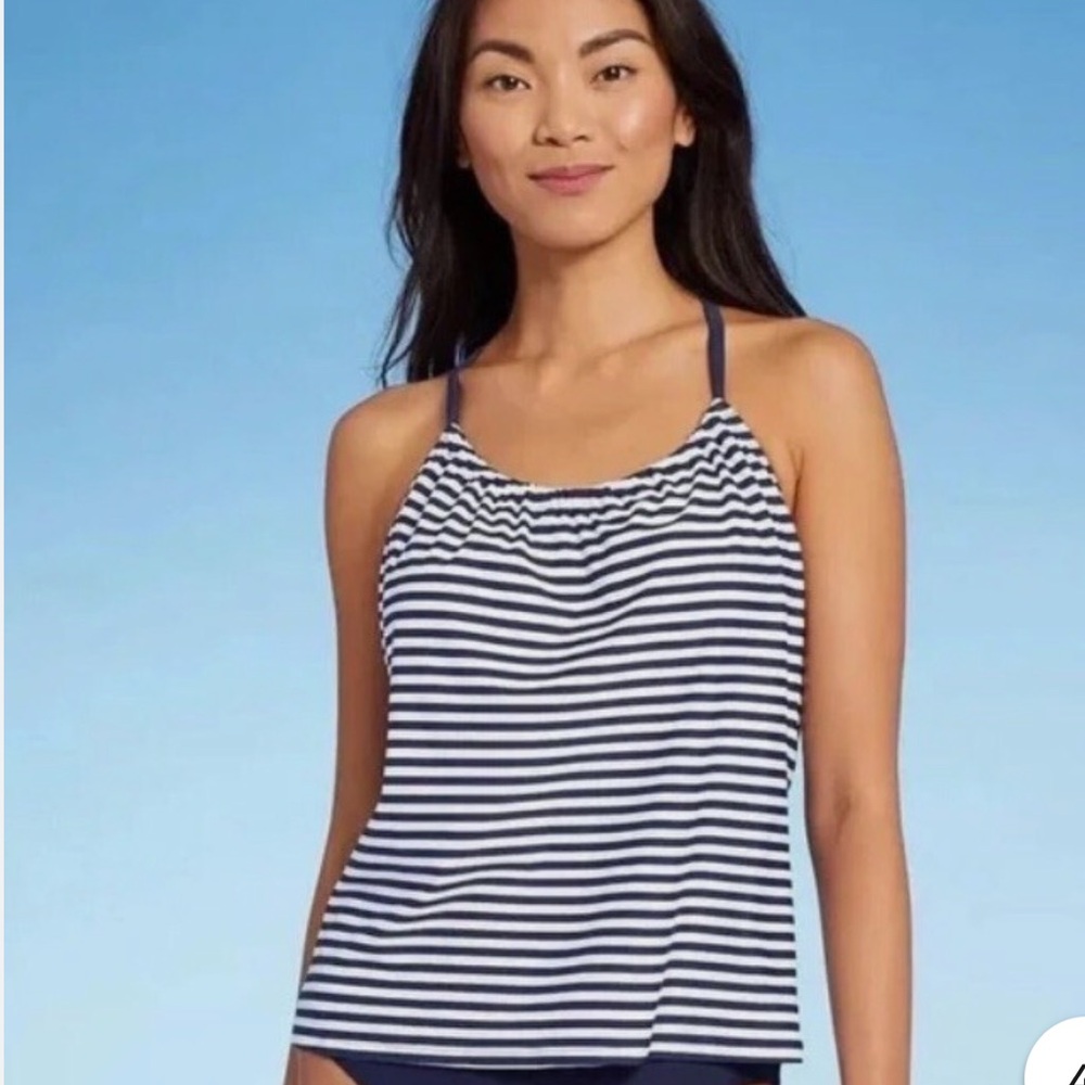 Kona Sol Women's Navy and White Striped Tankini Top